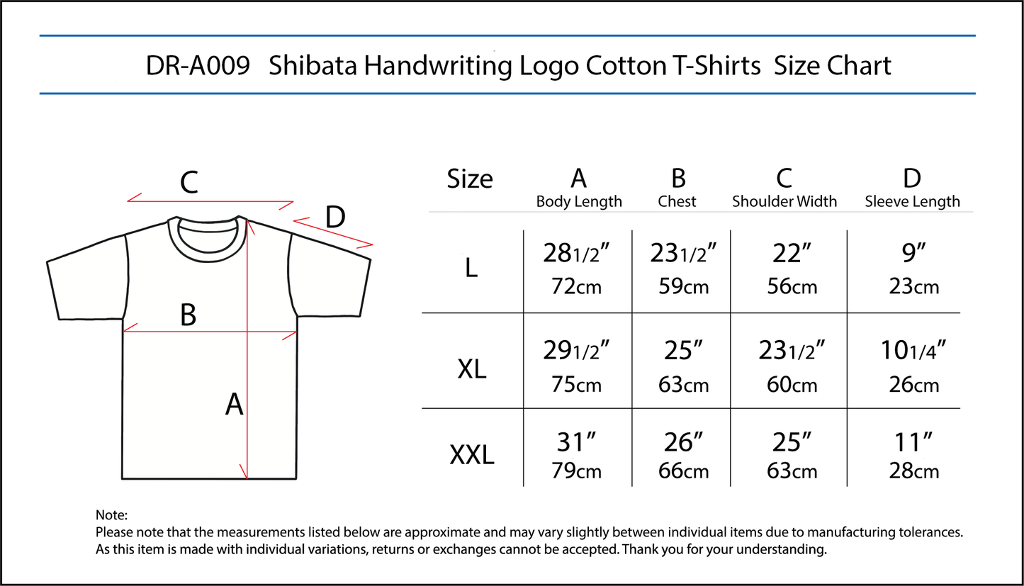 Shibata Handwriting Cotton T-Shirts XXL